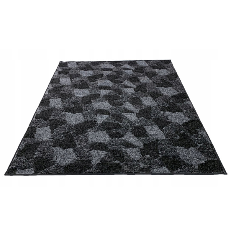 Dywan 100x100 CZARNO SZARY 3D DO SALONU SYPIALNI