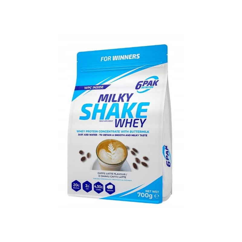 6PAK MILKY SHAKE WHEY 700G PYSZNE BIAŁKO NA ODCHUDZANIE WPC CAFFE LATTE