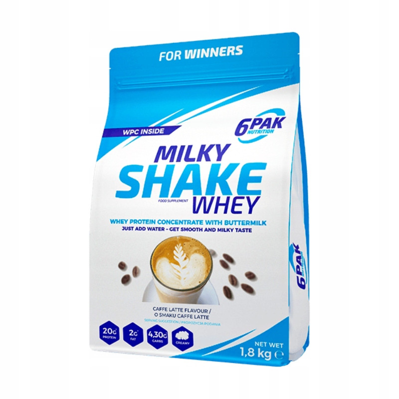 6PAK MILKY SHAKE WHEY 700G PYSZNE BIAŁKO NA ODCHUDZANIE WPC CAFFE LATTE