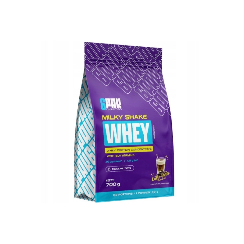 6PAK MILKY SHAKE WHEY 700G PYSZNE BIAŁKO NA ODCHUDZANIE WPC CAFFE LATTE