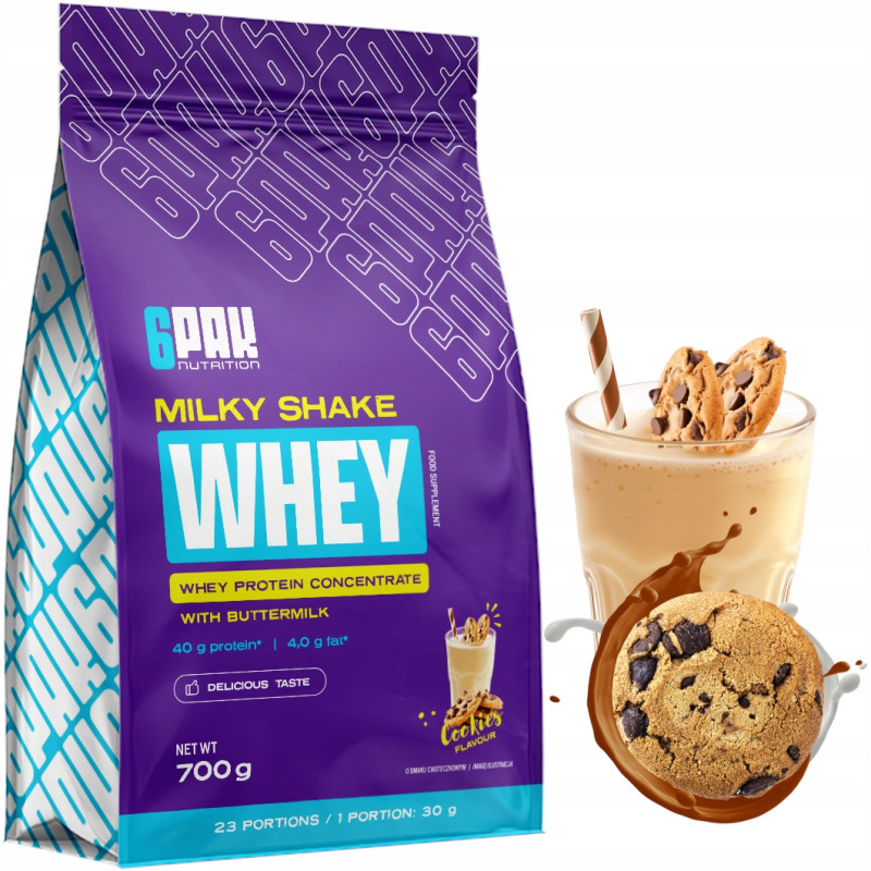 6PAK MILKY SHAKE WHEY 700G PYSZNE BIAŁKO NA ODCHUDZANIE WPC CIASTECZKO