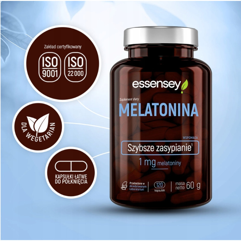 MELATONINA 1000 MCG 120 NOCY SEN SZYBKIE ZASYPIANIE KORTYZOL WYBUDZANIE