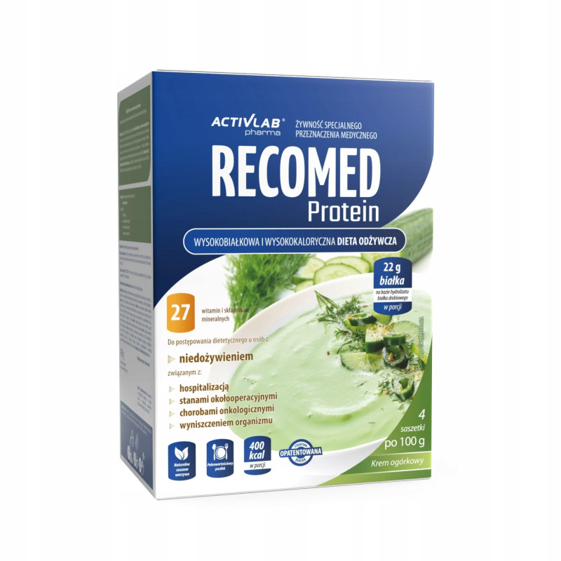ACTIVLAB PHARMA RECOMED PROTEIN ŻYWNOŚĆ MEDYCZNA KREM OGÓRKOWY 4X 100g