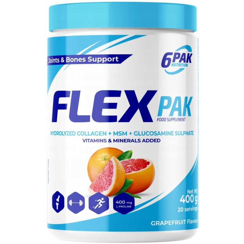 6PAK FLEX KOMPLEKS NA STAWY ŚCIĘGNA KOLAGEN GLUKOZAMINA MSM MAGNEZ WAPŃ B6