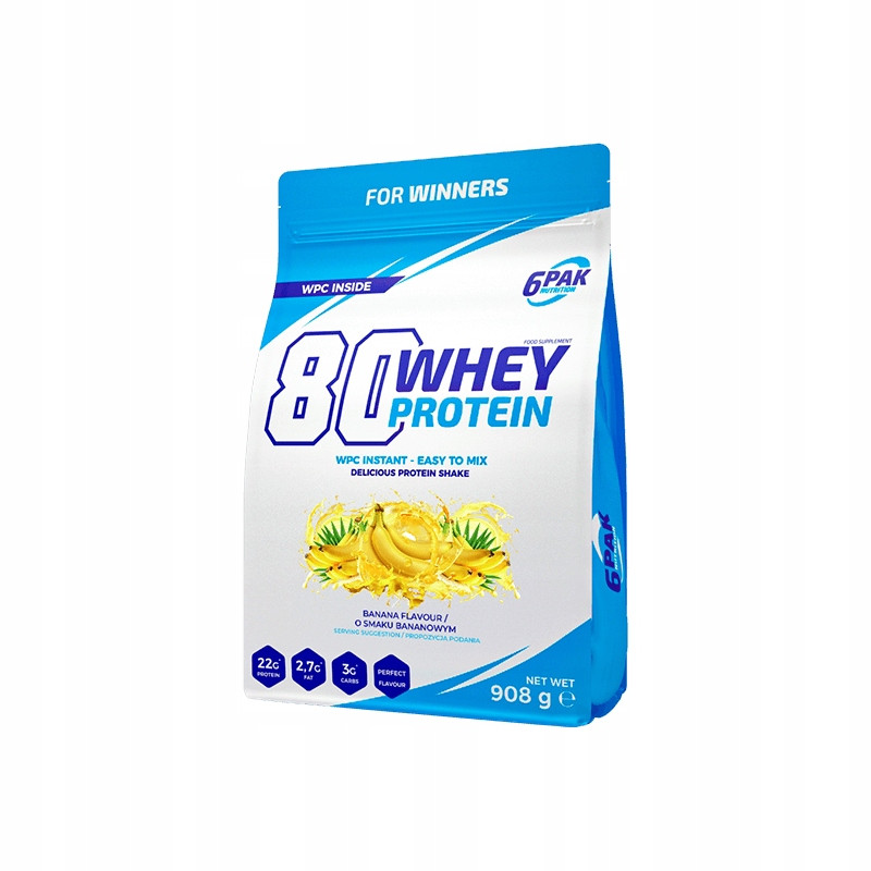 6PAK WHEY PROTREIN 908g BIAŁKO BCAA WITAMINY MINERAŁY banan