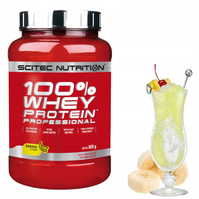 SCITEC 100% WHEY PROTEIN PROFESSIONAL 920g PYSZNE BIAŁKO BANAN