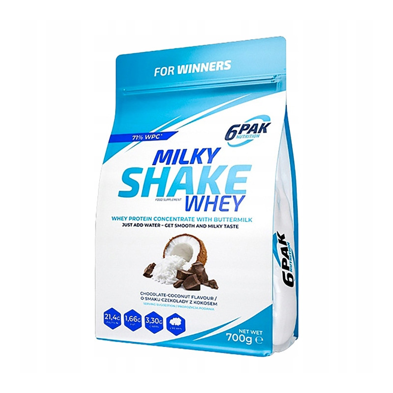 6PAK MILKY SHAKE WHEY 700G PYSZNE BIAŁKO NA ODCHUDZANIE WPC CHOCOLATE COCO 6PAK MILKY SHAKE WHEY 700G PYSZNE BIAŁKO NA ODCHUDZANIE WPC CHOCOLATE COCO