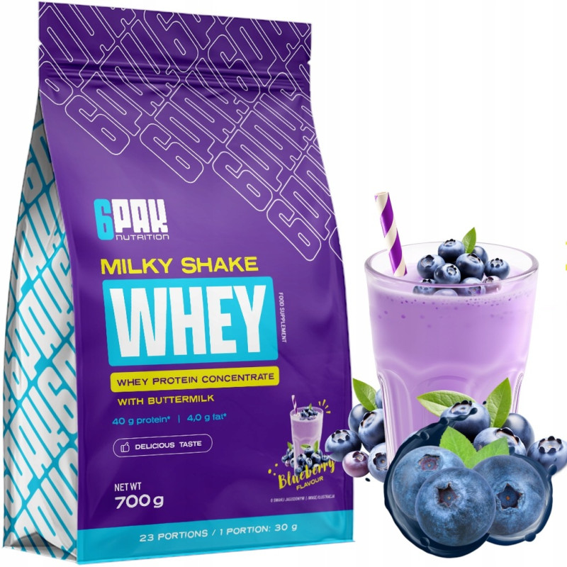 6PAK MILKY SHAKE WHEY 700G PYSZNE BIAŁKO NA ODCHUDZANIE WPC BLUEBERRY 6PAK MILKY SHAKE WHEY 700G PYSZNE BIAŁKO NA ODCHUDZANIE WPC BLUEBERRY