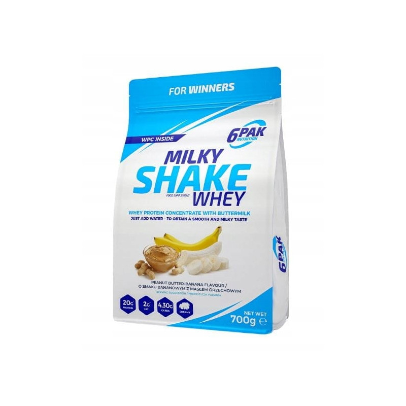 6PAK MILKY SHAKE WHEY 700G PYSZNE BIAŁKO NA ODCHUDZANIE WPC P.BUTTER BANAN