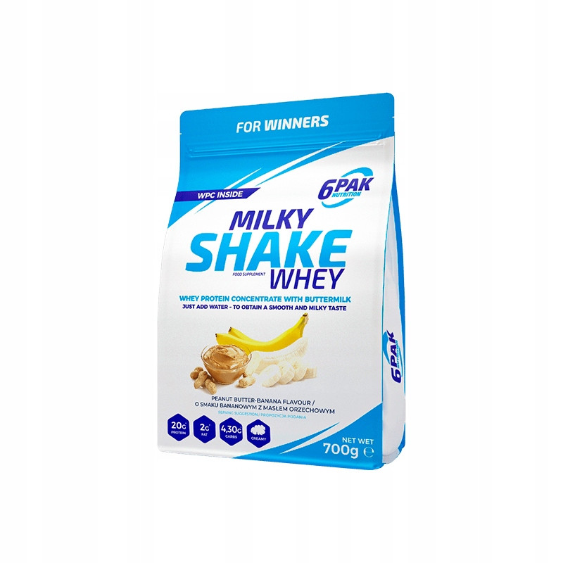 6PAK MILKY SHAKE WHEY 700G PYSZNE BIAŁKO NA ODCHUDZANIE WPC P.BUTTER BANAN