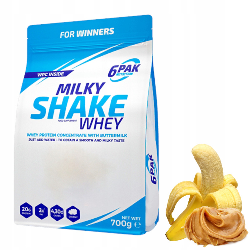 6PAK MILKY SHAKE WHEY 700G PYSZNE BIAŁKO NA ODCHUDZANIE WPC P.BUTTER BANAN