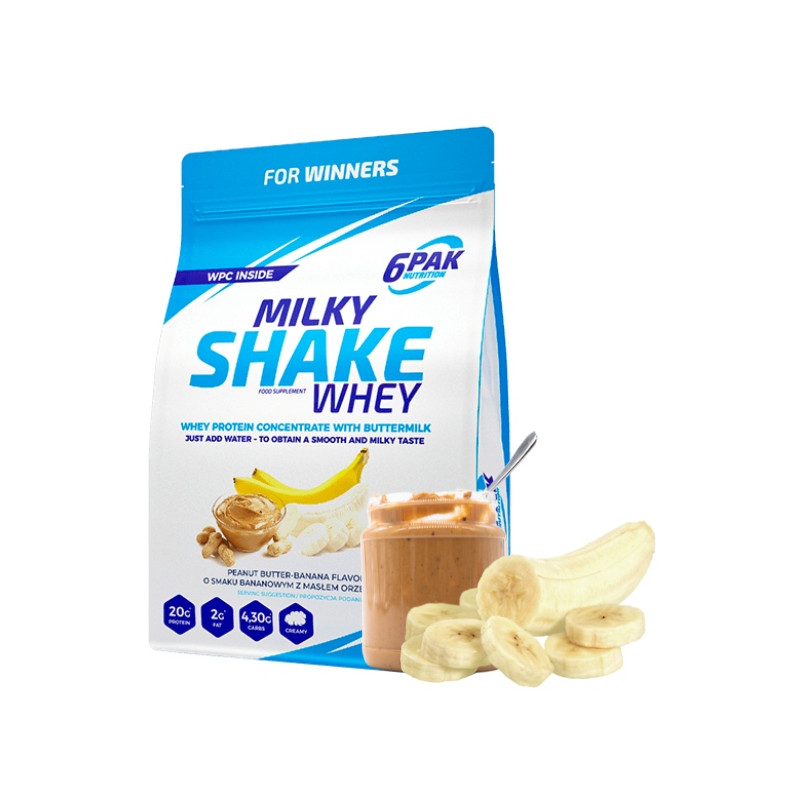 6PAK MILKY SHAKE WHEY 700G PYSZNE BIAŁKO NA ODCHUDZANIE WPC P.BUTTER BANAN