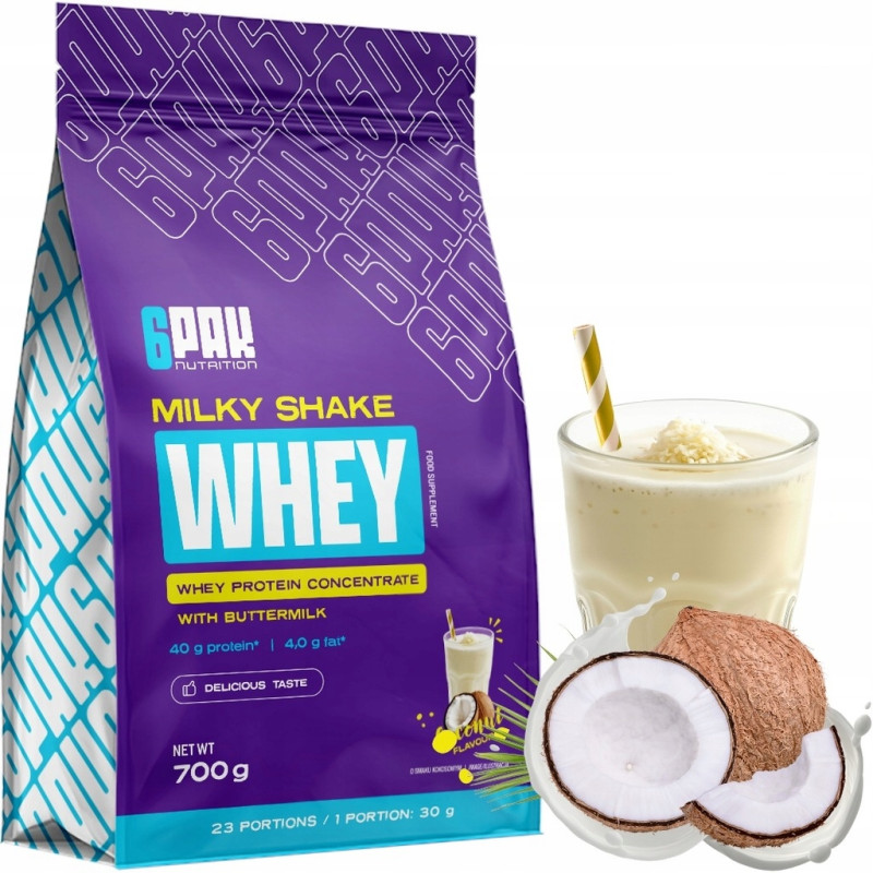 6PAK MILKY SHAKE WHEY 700G PYSZNE BIAŁKO NA ODCHUDZANIE WPC COCONUT