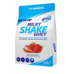 6PAK MILKY SHAKE WHEY 700G PYSZNE BIAŁKO NA ODCHUDZANIE WPC TRUSKAWKA