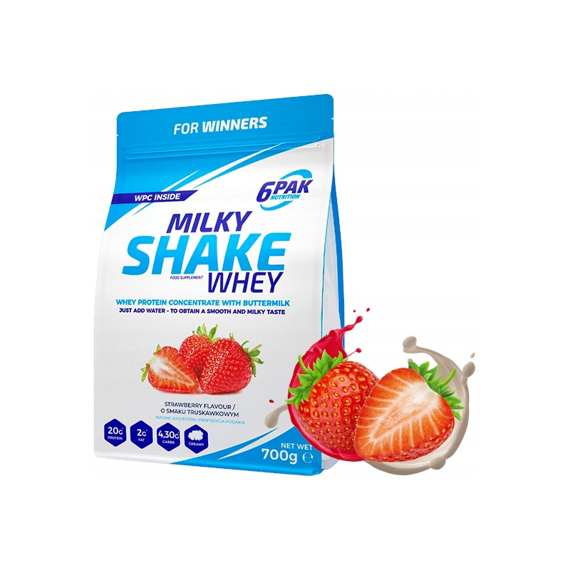 6PAK MILKY SHAKE WHEY 700G PYSZNE BIAŁKO NA ODCHUDZANIE WPC TRUSKAWKA 6PAK MILKY SHAKE WHEY 700G PYSZNE BIAŁKO NA ODCHUDZANIE WPC TRUSKAWKA