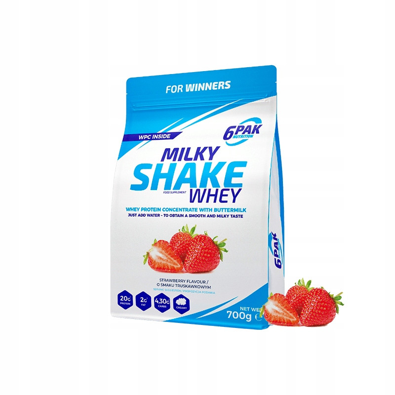 6PAK MILKY SHAKE WHEY 700G PYSZNE BIAŁKO NA ODCHUDZANIE WPC TRUSKAWKA 6PAK MILKY SHAKE WHEY 700G PYSZNE BIAŁKO NA ODCHUDZANIE WPC TRUSKAWKA