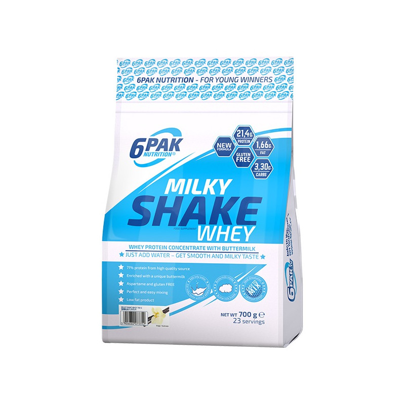 6PAK MILKY SHAKE WHEY 700G PYSZNE BIAŁKO NA ODCHUDZANIE WPC WANILIA