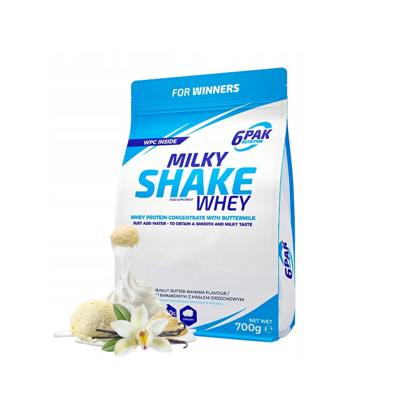 6PAK MILKY SHAKE WHEY 700G PYSZNE BIAŁKO NA ODCHUDZANIE WPC WANILIA