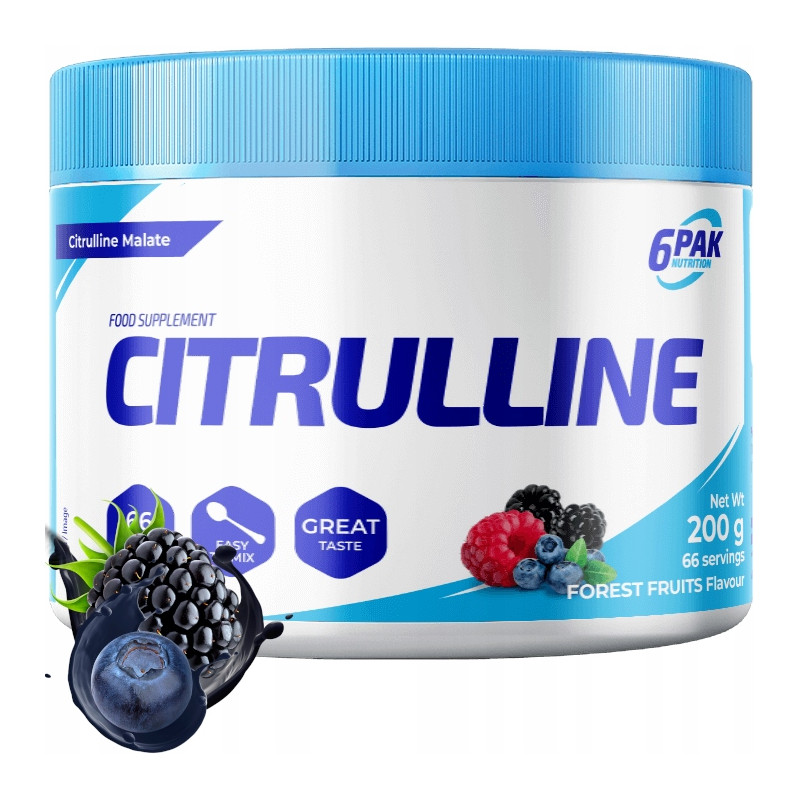 6PAK CITRULLINE MALATE 200g 66 PORCJI CYTRULINA POMPA SIŁA MOC MASA RZEŹBA