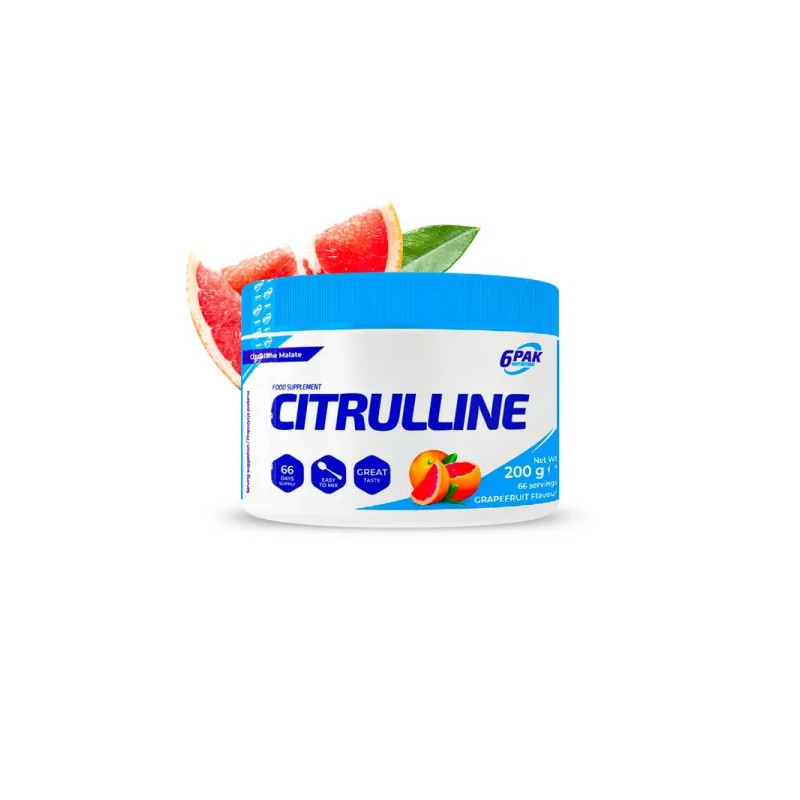 6PAK CITRULLINE MALATE 200g 66 PORCJI CYTRULINA POMPA SIŁA MOC MASA RZEŹBA