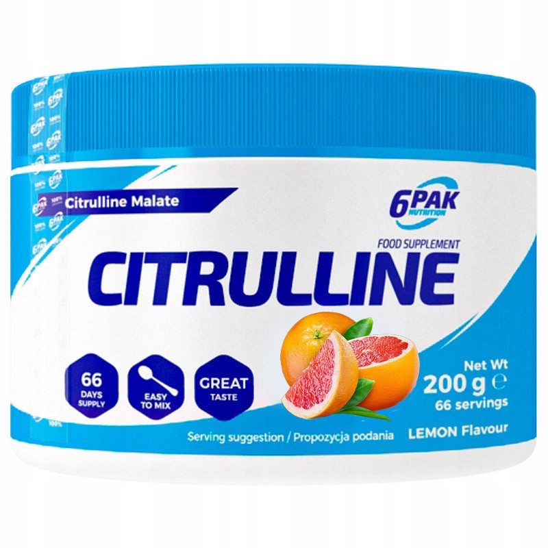 6PAK CITRULLINE MALATE 200g 66 PORCJI CYTRULINA POMPA SIŁA MOC MASA RZEŹBA