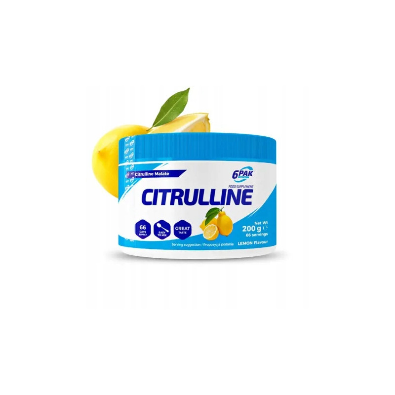 6PAK CITRULLINE MALATE 200g 66 PORCJI CYTRULINA POMPA SIŁA MOC MASA RZEŹBA