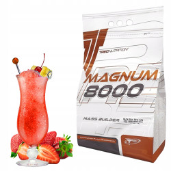 TREC MAGNUM 8000 1000g GAINER KREATYNA BCAA EAA MCT WITAMINY TRUSKAWKA