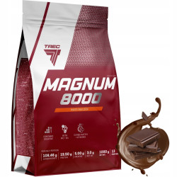 TREC MAGNUM 8000 1000g GAINER KREATYNA BCAA EAA MCT WITAMINY BIAŁKO CHOCO
