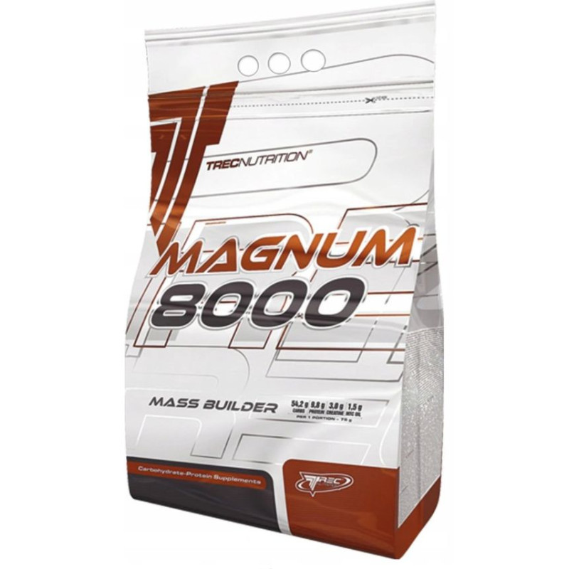TREC MAGNUM 8000 1000g GAINER KREATYNA BCAA EAA MCT WITAMINY BIAŁKO BANANA