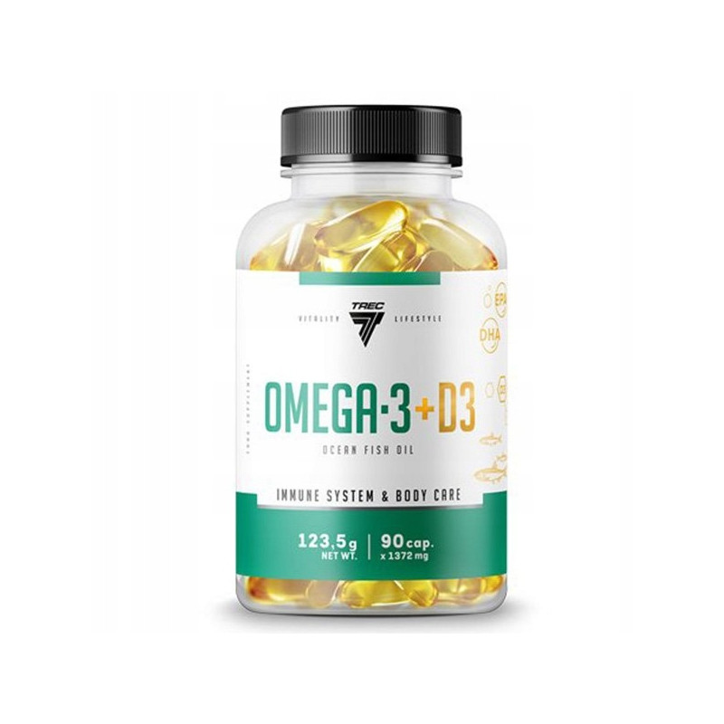 TREC OMEGA 3 + D3 90CAPS 2000 IU MOCNA WITAMINA KWASY TŁUSZCZOWE ODPORNOŚĆ TREC OMEGA 3 + D3 90CAPS 2000 IU MOCNA WITAMINA KWASY TŁUSZCZOWE ODPORNOŚĆ