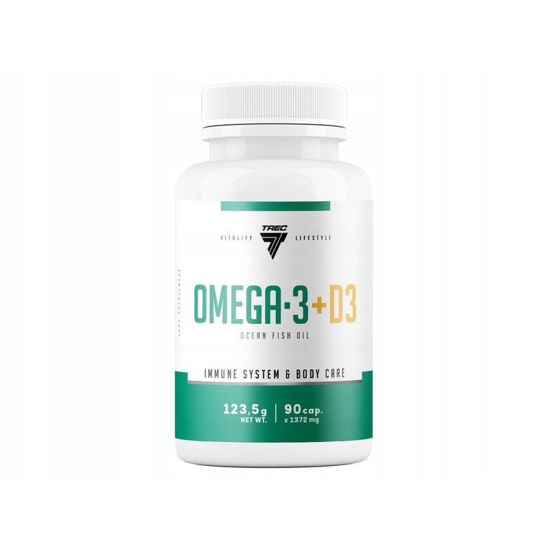 TREC OMEGA 3 + D3 90CAPS 2000 IU MOCNA WITAMINA KWASY TŁUSZCZOWE ODPORNOŚĆ TREC OMEGA 3 + D3 90CAPS 2000 IU MOCNA WITAMINA KWASY TŁUSZCZOWE ODPORNOŚĆ