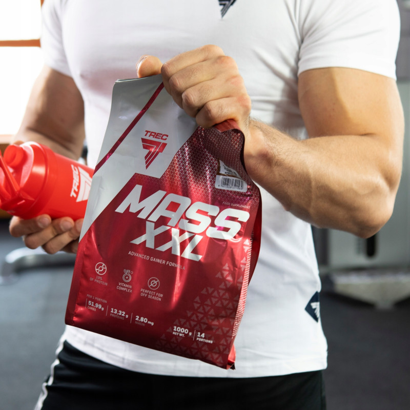 TREC MASS XXL 1KG GAINER BIAŁKO WĘGLOWODANY KREATYNA AMINOKWASY CZEKOLADA