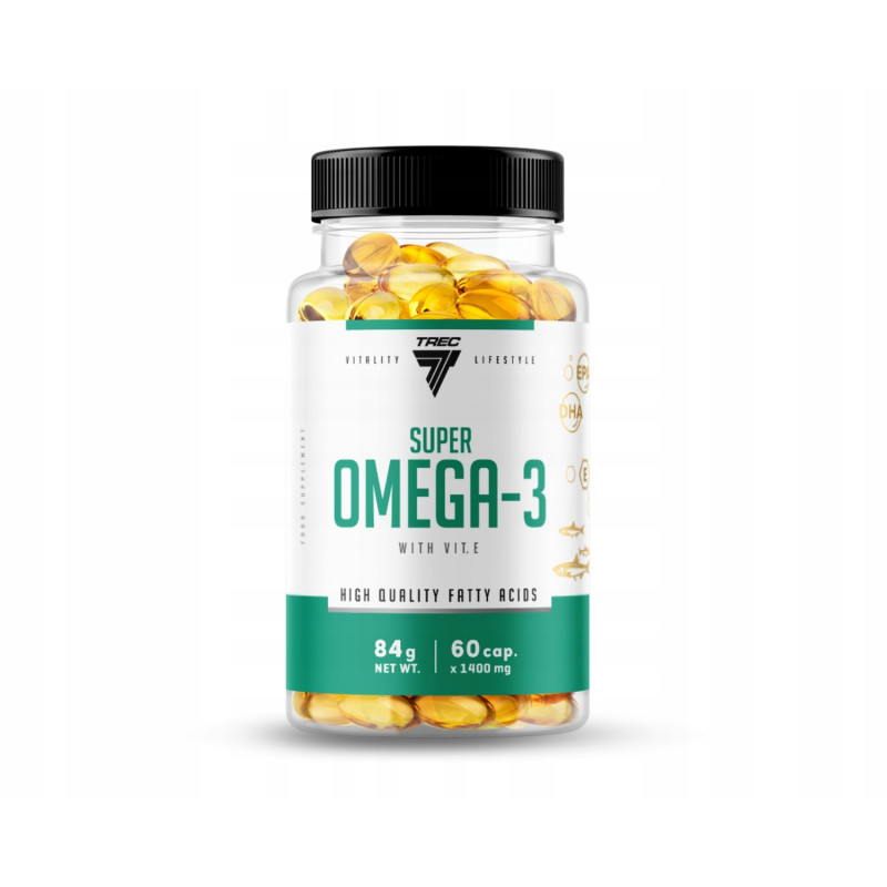 TREC SUPER OMEGA 3 EPA DHA PREMIUM TRAN OLEJ RYBI WITAMINA E ODPORNOŚĆ 60C