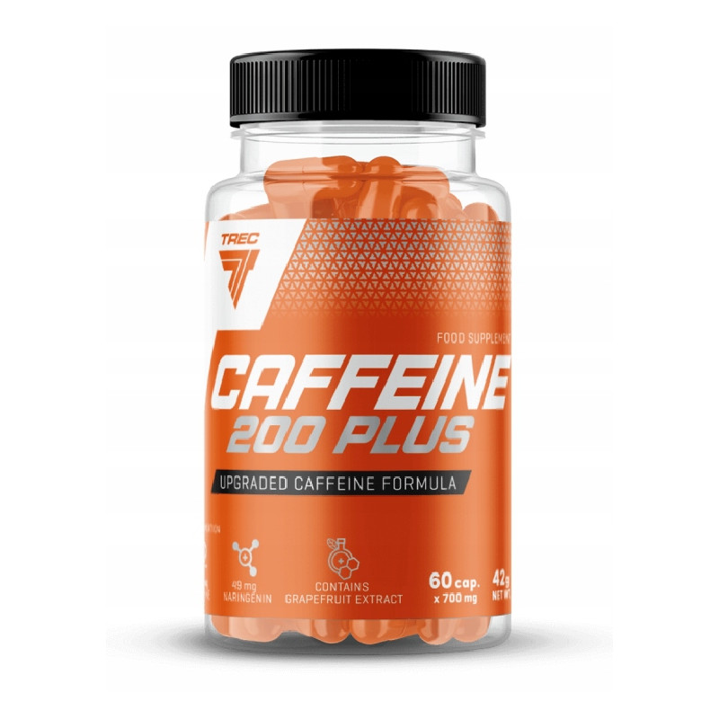 TREC CAFFEINA 200mg MOCNA CZYSTA KOFEINA BEZWODNA POBUDZENIE SKUPIENIE MOC