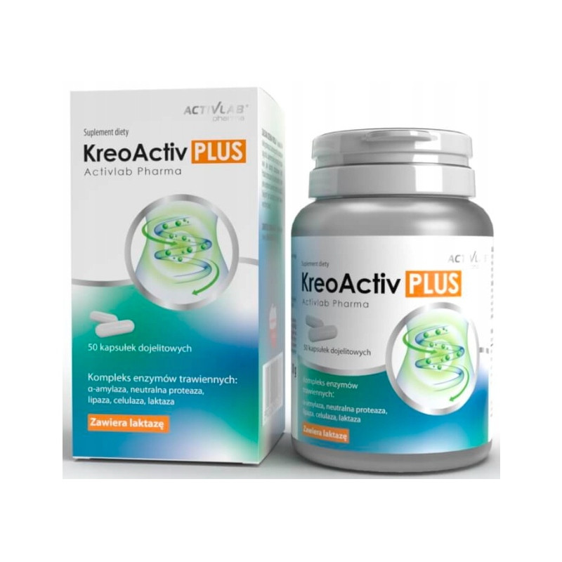 ACTIVLAB KREOACTIV PLUS KREON PANKRAETYNA ENZYMY TRAWIENNE JELITA BÓL GAZY