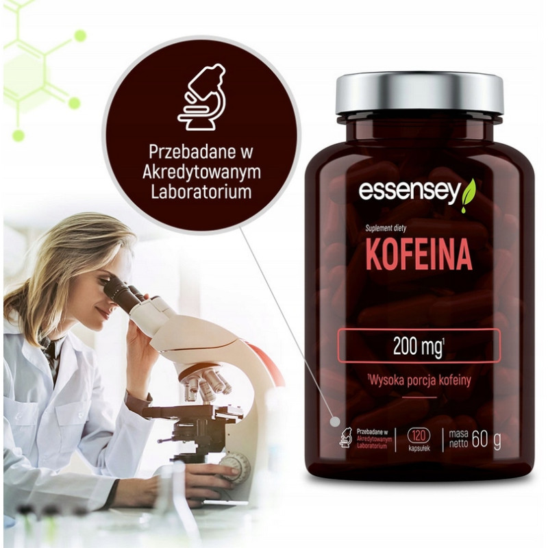 ESSENSEY KOFEINA 200mg CAFFEINE POBUDZENIE ENERGIA SKUPIENIE TERMOGENIC
