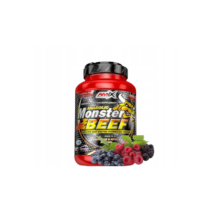 AMIX ANABOLIC MONSTER BEEF 90% 1000g BIAŁKO WOŁOWE HYDROLIZAT OWOCE LEŚNE