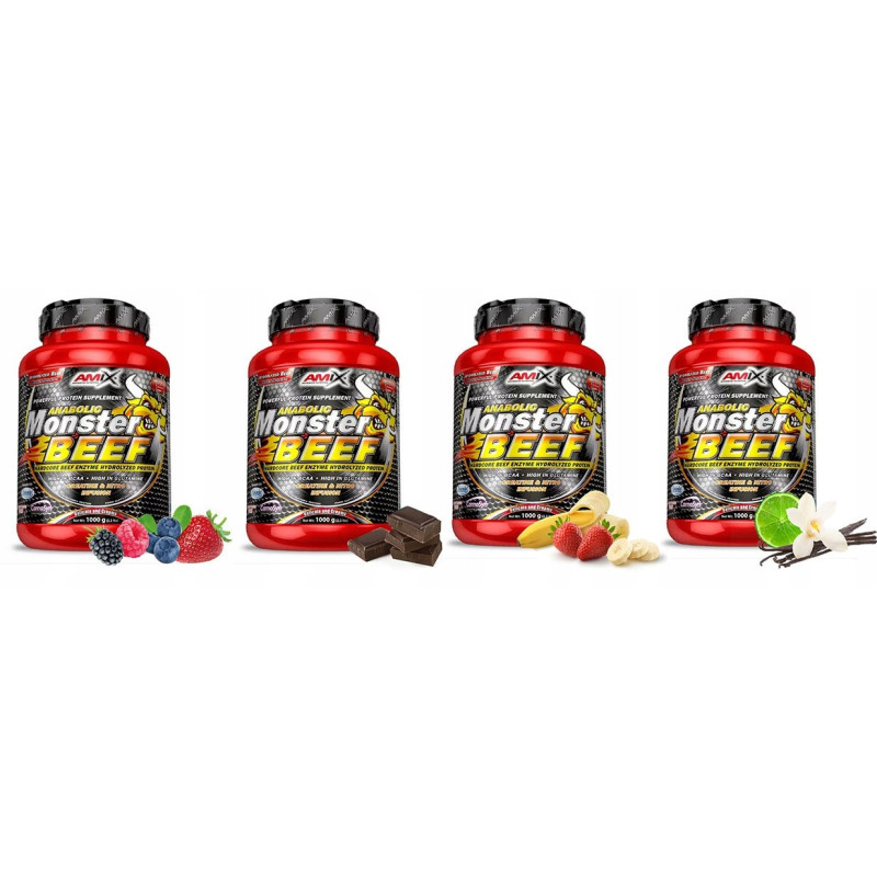 AMIX ANABOLIC MONSTER BEEF 90% 1000g BIAŁKO WOŁOWE HYDROLIZAT OWOCE LEŚNE