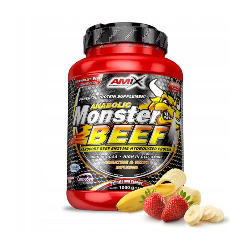 AMIX ANABOLIC MONSTER BEEF 90% 1000g BIAŁKO WOŁOWE HYDROLIZAT BANAN TRUSK AMIX ANABOLIC MONSTER BEEF 90% 1000g BIAŁKO WOŁOWE HYDROLIZAT BANAN TRUSK
