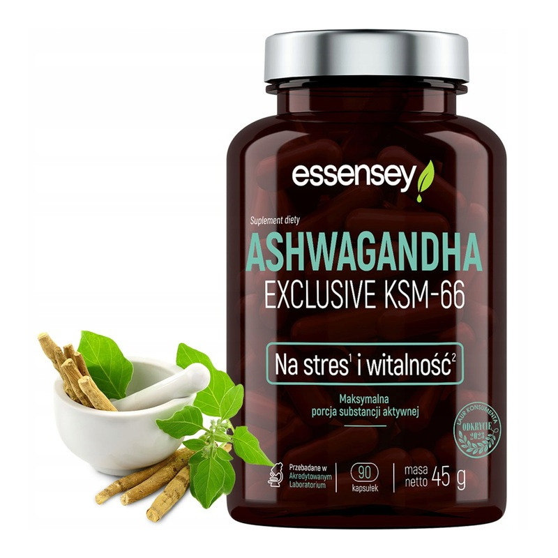 ESSENSEY ASHWAGANDHA EXCLUSIVE KSM-66 STRES KORTYZOL RELAKS SPOKÓJ SEN ESSENSEY ASHWAGANDHA EXCLUSIVE KSM-66 STRES KORTYZOL RELAKS SPOKÓJ SEN