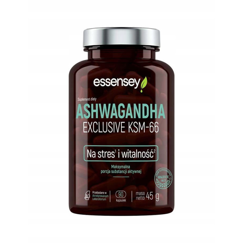 ESSENSEY ASHWAGANDHA EXCLUSIVE KSM-66 STRES KORTYZOL RELAKS SPOKÓJ SEN ESSENSEY ASHWAGANDHA EXCLUSIVE KSM-66 STRES KORTYZOL RELAKS SPOKÓJ SEN