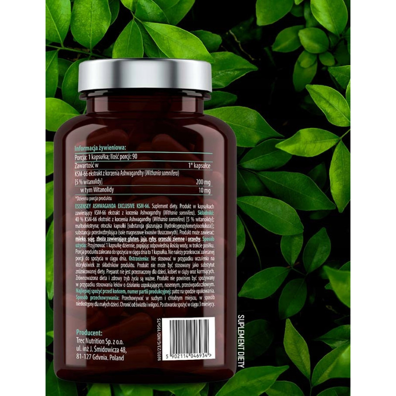 ESSENSEY ASHWAGANDHA EXCLUSIVE KSM-66 STRES KORTYZOL RELAKS SPOKÓJ SEN ESSENSEY ASHWAGANDHA EXCLUSIVE KSM-66 STRES KORTYZOL RELAKS SPOKÓJ SEN