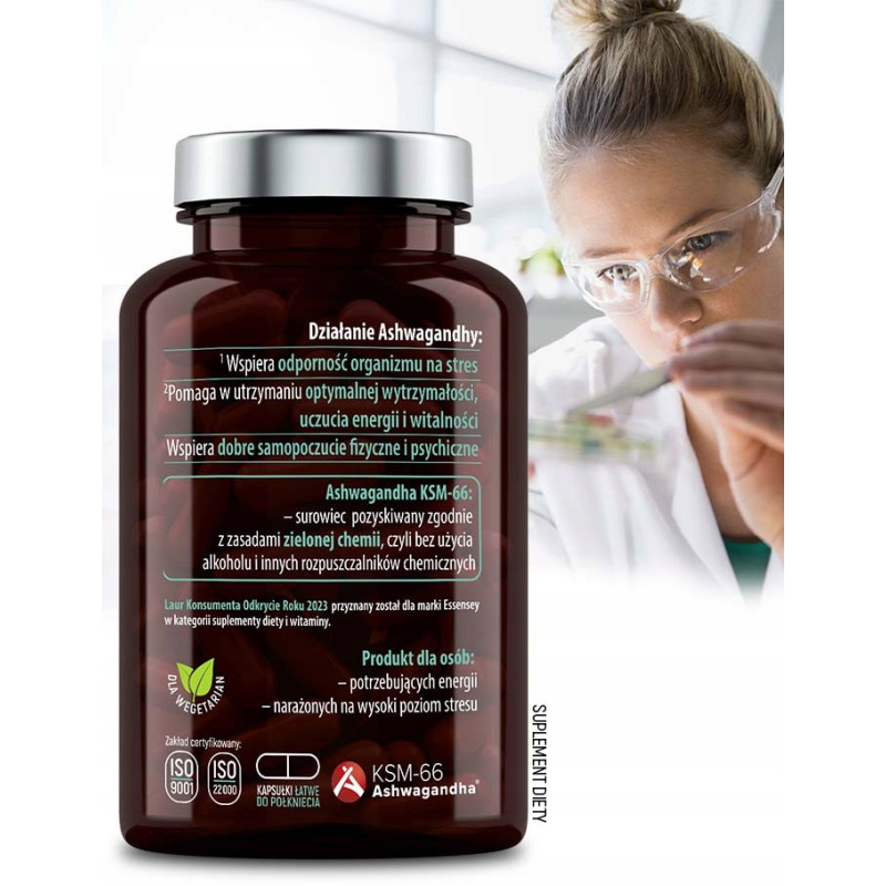 ESSENSEY ASHWAGANDHA EXCLUSIVE KSM-66 STRES KORTYZOL RELAKS SPOKÓJ SEN ESSENSEY ASHWAGANDHA EXCLUSIVE KSM-66 STRES KORTYZOL RELAKS SPOKÓJ SEN