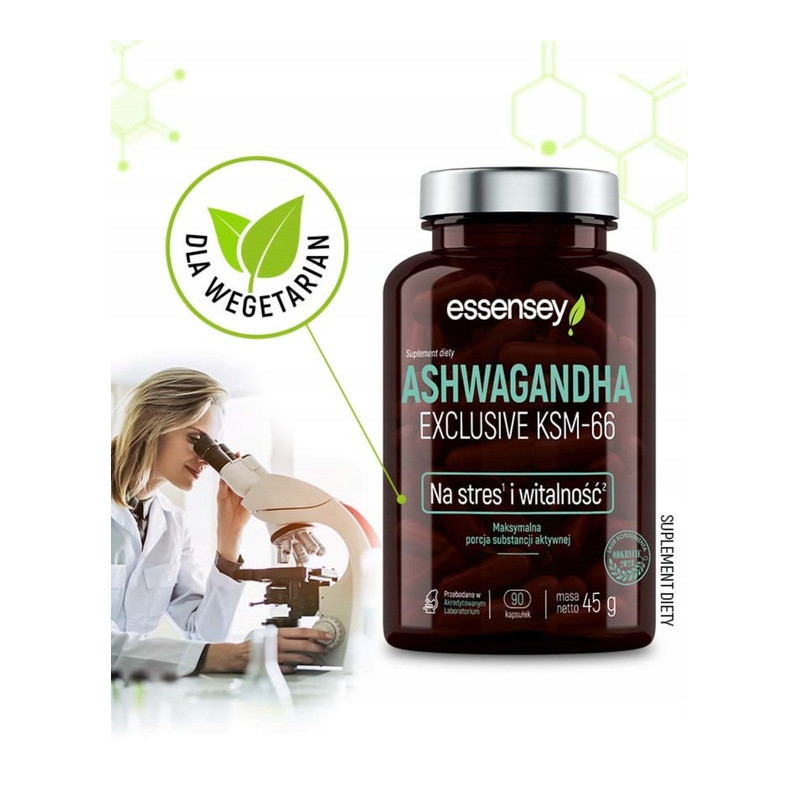 ESSENSEY ASHWAGANDHA EXCLUSIVE KSM-66 STRES KORTYZOL RELAKS SPOKÓJ SEN ESSENSEY ASHWAGANDHA EXCLUSIVE KSM-66 STRES KORTYZOL RELAKS SPOKÓJ SEN