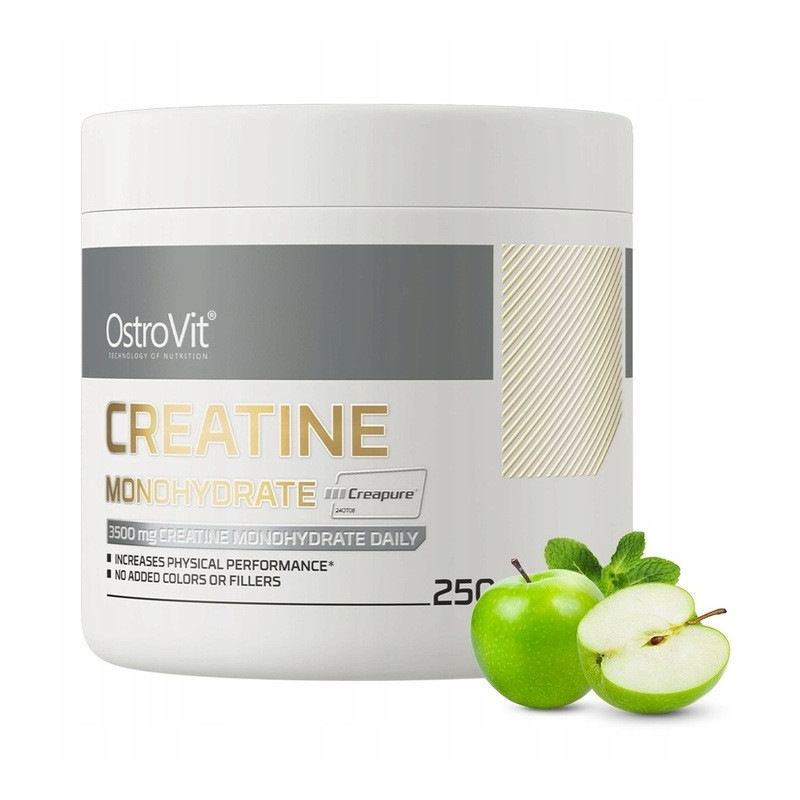 OstroVit Creatine Monohydrate Creapure Kreatyna Pompa Siła 250g apple mint