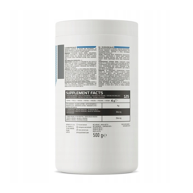 OSTROVIT TRI-CREATINE MALATE KREATYNA JABŁCZAN KREATYNY TCM 500g mango