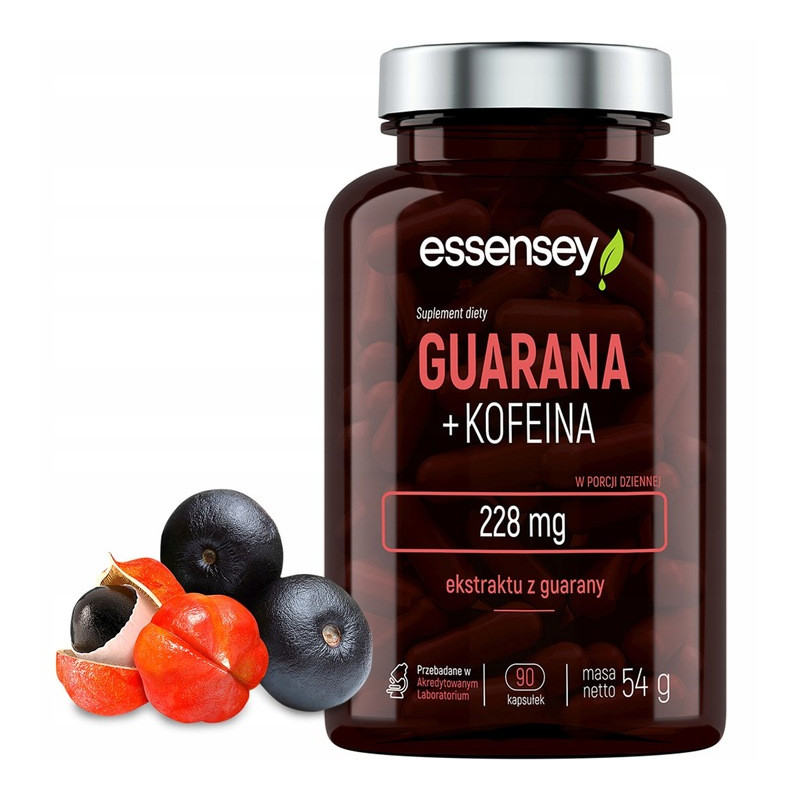 ESSENSEY GUARANA + KOFEINA 90cap MOCNY EXTRAKT POBUDZENIE SKUPIENIE MOC