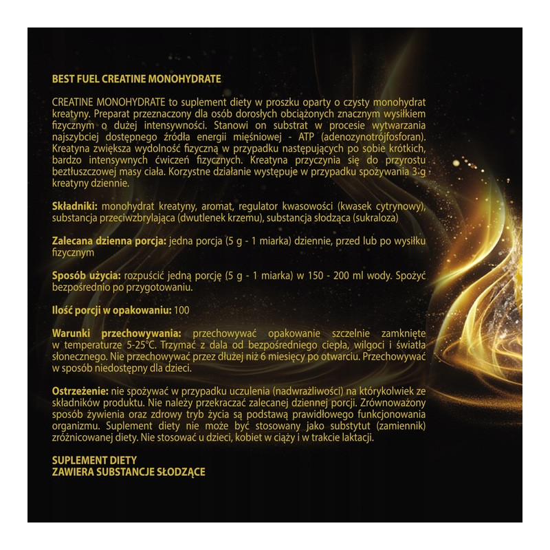 Best Fuel Creatine Monohydrate Monohydrat kreatyny Masa 500g - cytrynowy