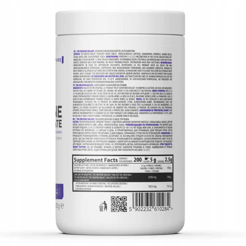 OSTROVIT TRI-CREATINE MALATE KREATYNA JABŁCZAN KREATYNY TCM 500g naturalny