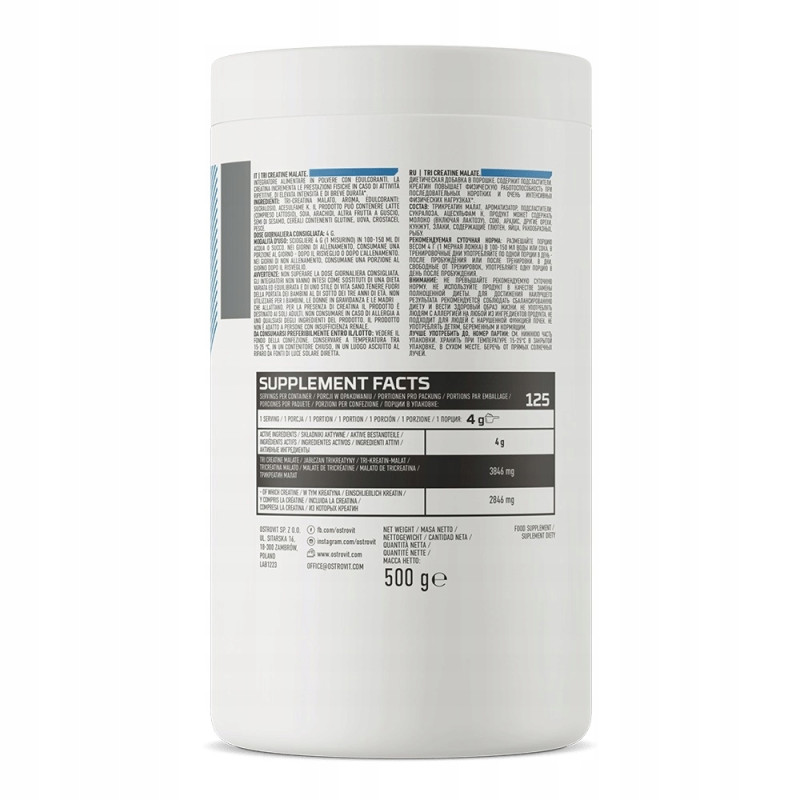 OSTROVIT TRI-CREATINE MALATE KREATYNA JABŁCZAN KREATYNY TCM 500g pomarańcz